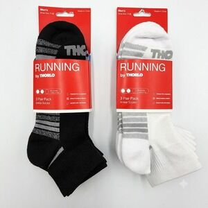 Thorlo Running Ankle Socks Mens 7-12 Black White 6 Pair Pack Moderate Cushion